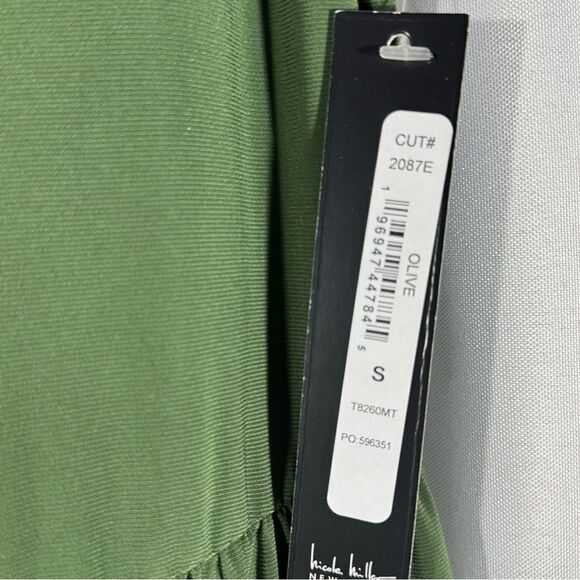 NICOLE MILLER TIERED MIDI DRESS IN OLIVE SMALL NWT - Picture 7 of 7